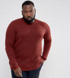 D-struct Plus Chunky Ribbed Crew Neck Sweater - Red