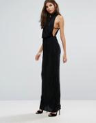 Love High Neck Pleated Maxi Dress - Black
