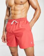 Polo Ralph Lauren Traveler Swim Shorts With Pony Logo In Washed Red