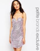 True Decadence Petite Sequin Bandeau Body-conscious Dress - Pink