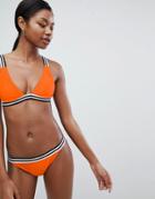 Boohoo Contrast Stripe Bikini Top - Orange