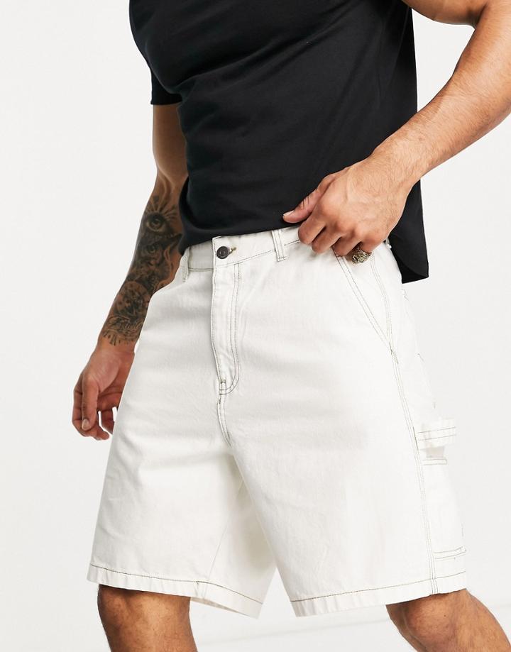 Bershka Workwear Shorts In Ecru-neutral