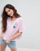 Pull & Bear Sparkle Ice Cream T-shirt - Pink