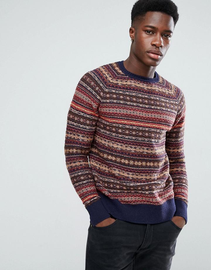 Stradivarius Multi Stripe Sweater In Navy - Navy