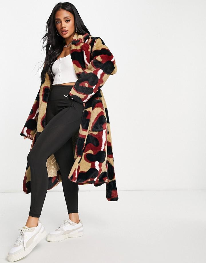 Puma By June Ambrose Coat In Leopard Print-brown