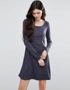 Vila Long Sleeve Skater Dress - Blue