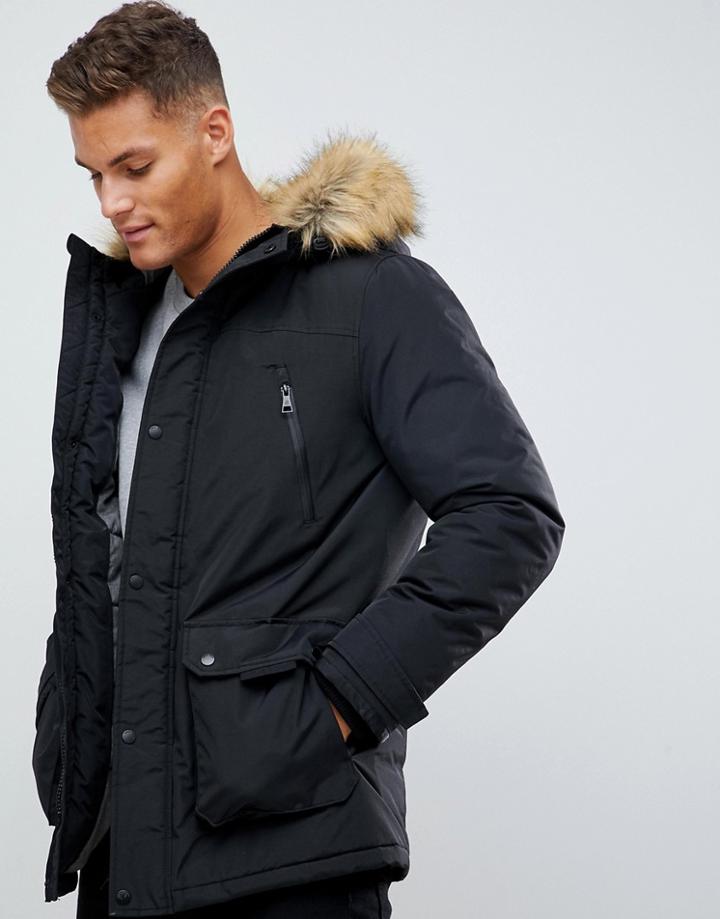 Burton Menswear Parka In Black - Black