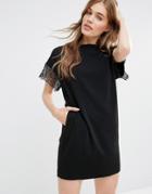 Traffic People Miss Marple Hind Dress With Lace Trim - Black