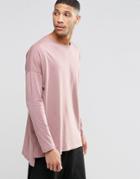 Asos Extreme Oversized Long Sleeve T-shirt In Pink - Pink