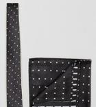 New Look White Spot Tie And Pocket Square In Black - Black