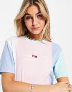 Tommy Jeans Pastel Collection T-shirt Dress In Color Block-pink
