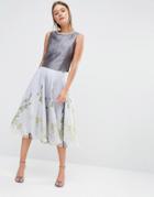 Ted Baker Rahele Full Skirt In Pearly Petal Print - Gray