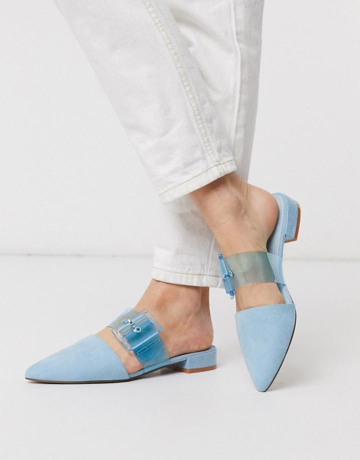 Asos Design Malta Flat Mules In Blue-blues