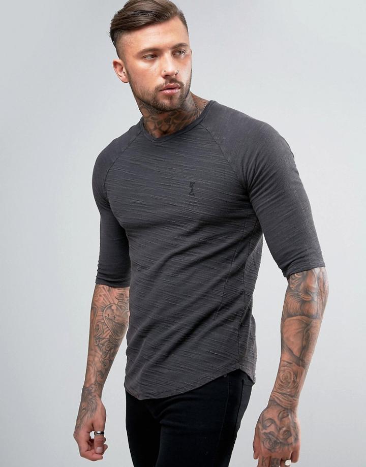 Religion 3/4 Sleeve Top In Mixed Jersey - Black