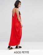 Asos Petite Drape Hareem Maxi Dress - Red