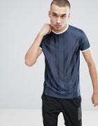 Asos Raglan T-shirt In Shadow Stripe Fabric With Contrast Binding In Navy - Navy
