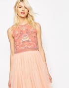 Needle & Thread Foliage Cluster Embellished Top - Dust Coral
