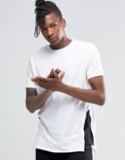 Asos Longline T-shirt With Contrast Side Panels And Shaped Hem In Monochrome