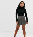 Brave Soul Petite Bailey Mini Skirt In Check-gray