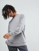 Asos Longline Sweatshirt In Gray - Gray