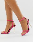Asos Design Nation Metal Heel Barely There Heeled Sandals In Pink - Pink