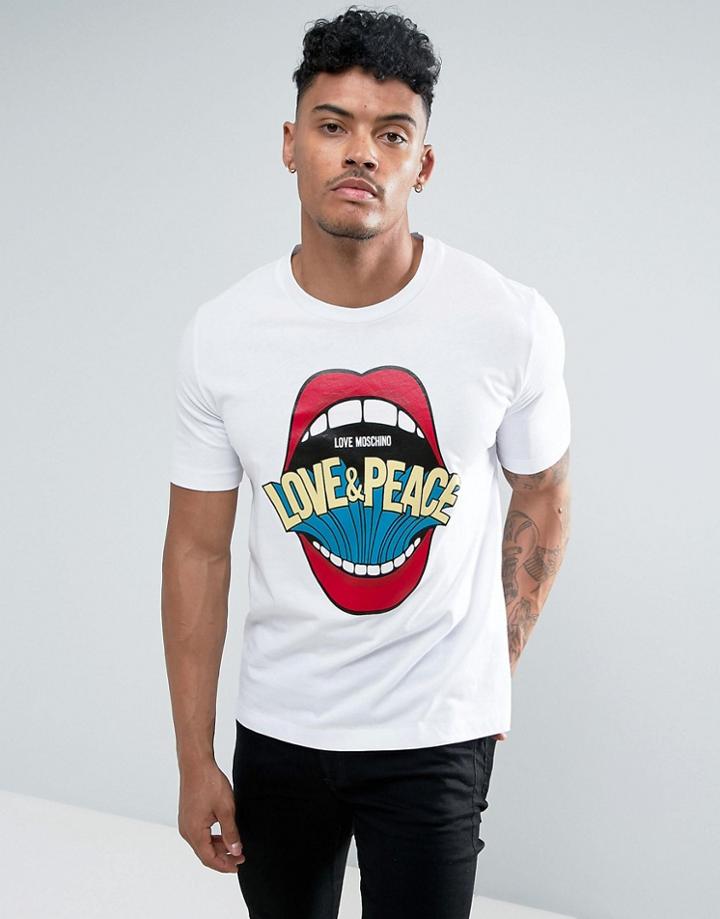 Love Moschino T-shirt In White With Love Logo - White