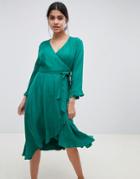 Suncoo Frill Wrap Dress - Green