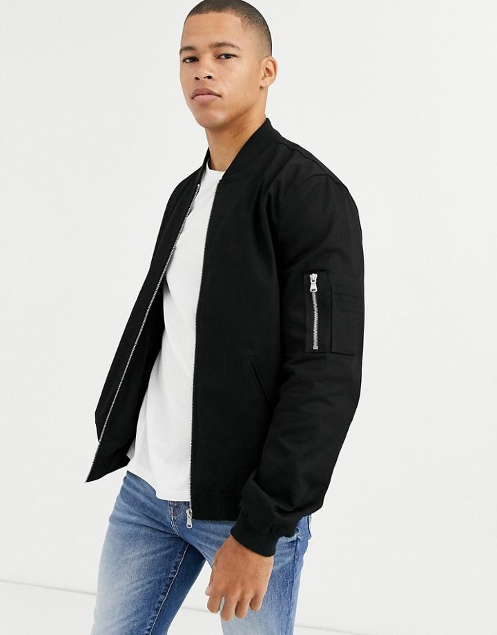 Asos Design Ma1 Bomber Jacket In Black