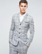 Asos Super Skinny Four Button Suit Jacket - Gray