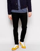 Dr Denim Jeans Leon Slim Tapered Black Rinse Wash - Black