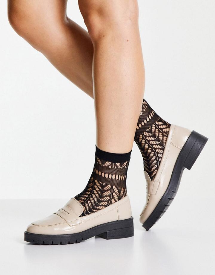 Miss Selfridge Lola Taupe Patent Loafer-brown