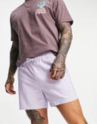 Asos Design Slim Chino Shorts With Elastic Waist In Lilac-purple