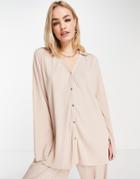 River Island Plisse Shirt In Light Beige - Part Of A Set-neutral
