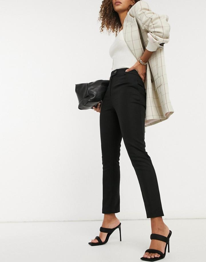 Warehouse Compact Cotton Pants In Black