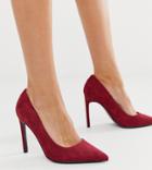 Asos Design Wide Fit Porto Pointed High Heeled Pumps In Burgundy
