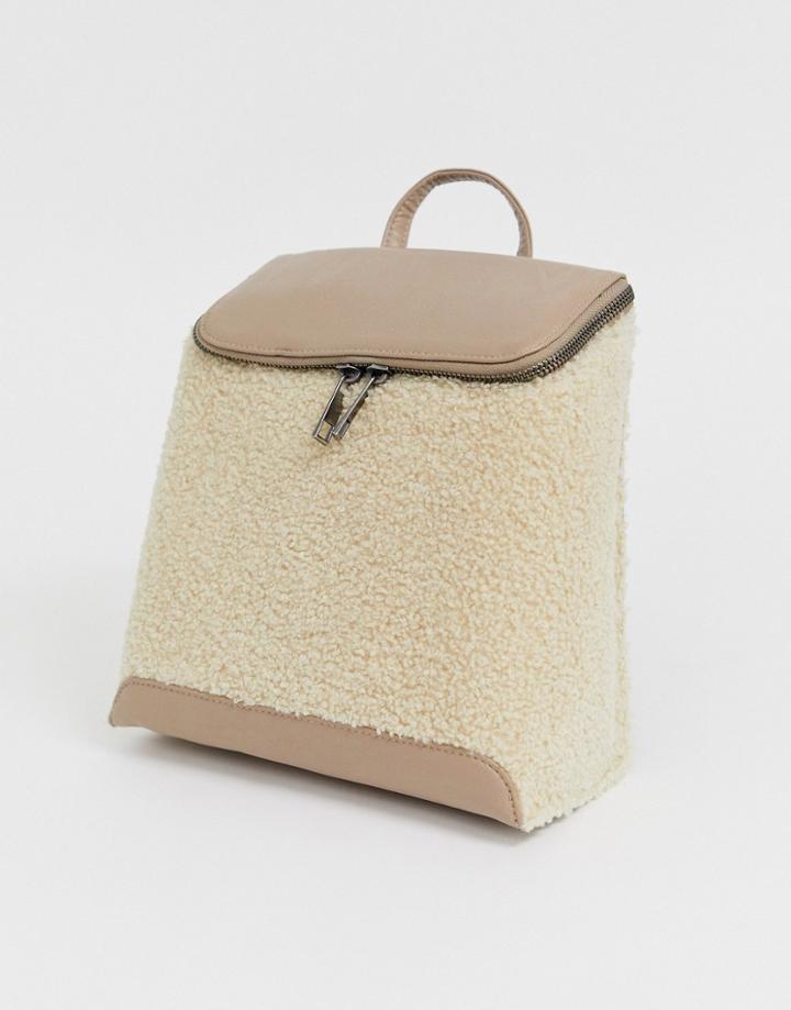 Chateau Tan Sherpa Material Square Backpack - Tan