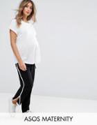 Asos Maternity Contrast Bind Curved Hem Light Weight Joggers - Black