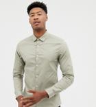 Asos Design Tall Slim Shirt In Light Green