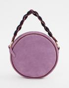 Asos Design Suede Circle Bag With Statement Strap - Purple
