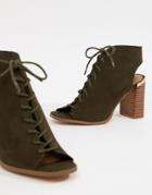 Asos Design Truly Lace Up Heeled Sandals - Green