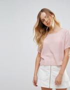 Brave Soul Shiela Woven Crinkle T-shirt Top - Pink