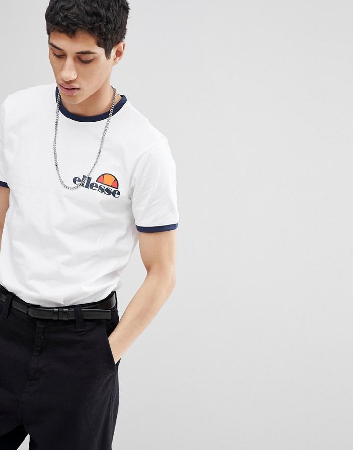 Ellesse Ringer T-shirt With Chest Logo In White - White