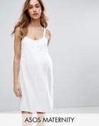 Asos Maternity Smock Dress In Ponte With Button Detail - Cream