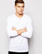 Asos Muscle Long Sleeve T-shirt With Crew Neck In White - White