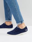 Fred Perry Byron Low Suede Sneakers In Blue - Blue