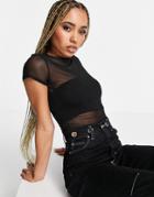 Asos Design Mesh Crop Short Sleeve T-shirt In Black