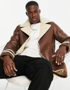 Jack & Jones Originals Faux Shearling Jacket In Brown