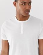 Asos Design T-shirt With Grandad Neck In White