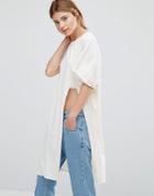 Nytt Lucky Oversize Top With Front Split In Off White - White