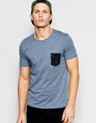 Selected Homme T-shirt With Contrast Pocket - China Blue